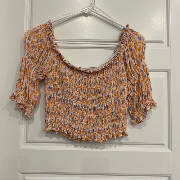 URBAN OUTFITTERS * daydreamer smocked off the shoulder floral print blouse - Picture 7 of 7